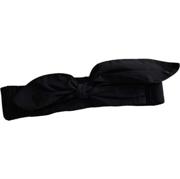 BCBGMAXAZRIA textile black bow tie elastic waistband Size M - Picture 1 of 6